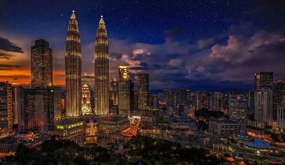 kuala lumpur, petronas twin towers, cityscape, city lights