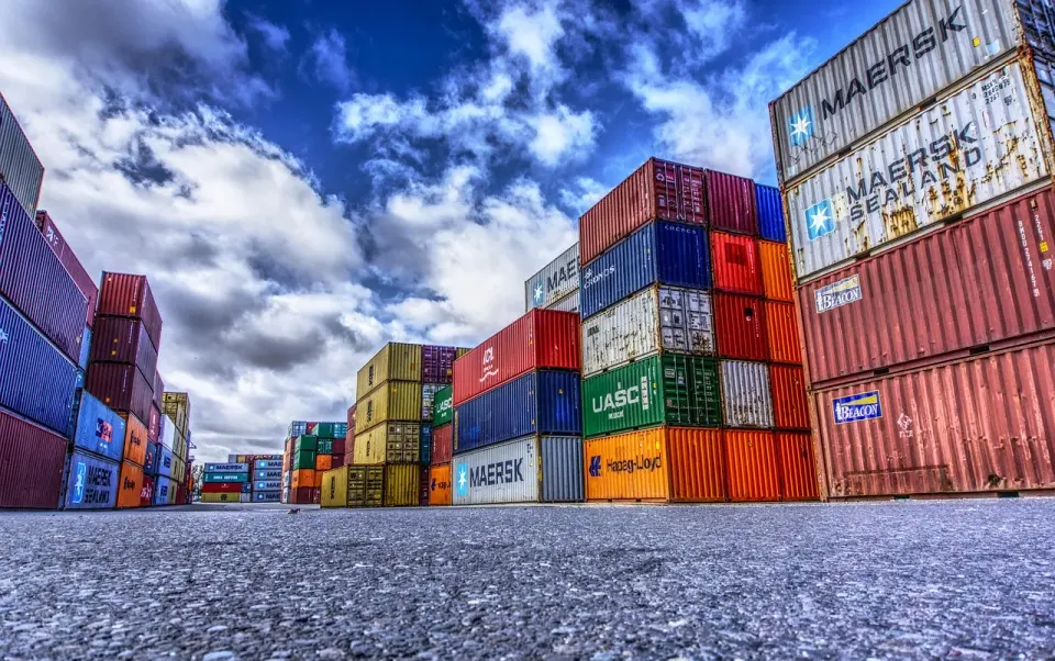container, port, loading, stacked