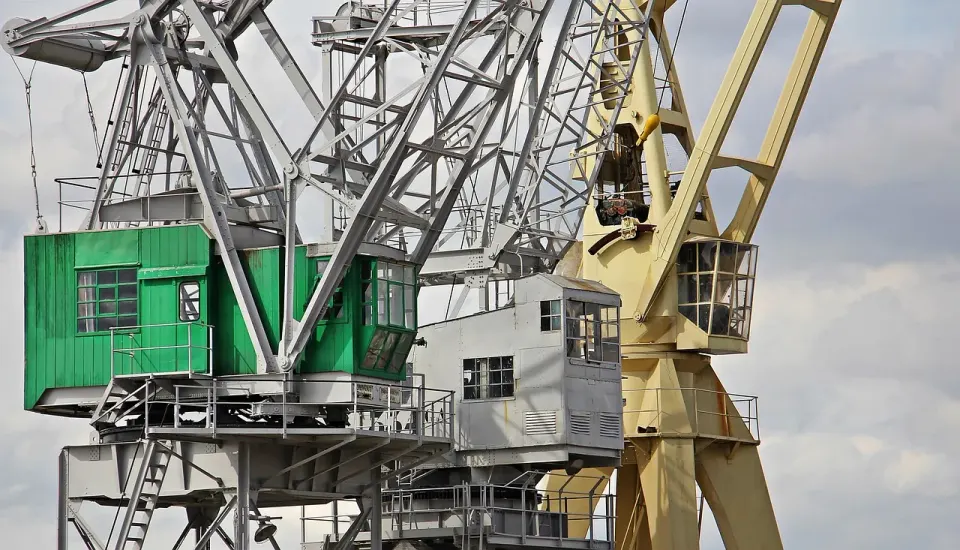 port cranes, harbor cranes, heaven, clouds