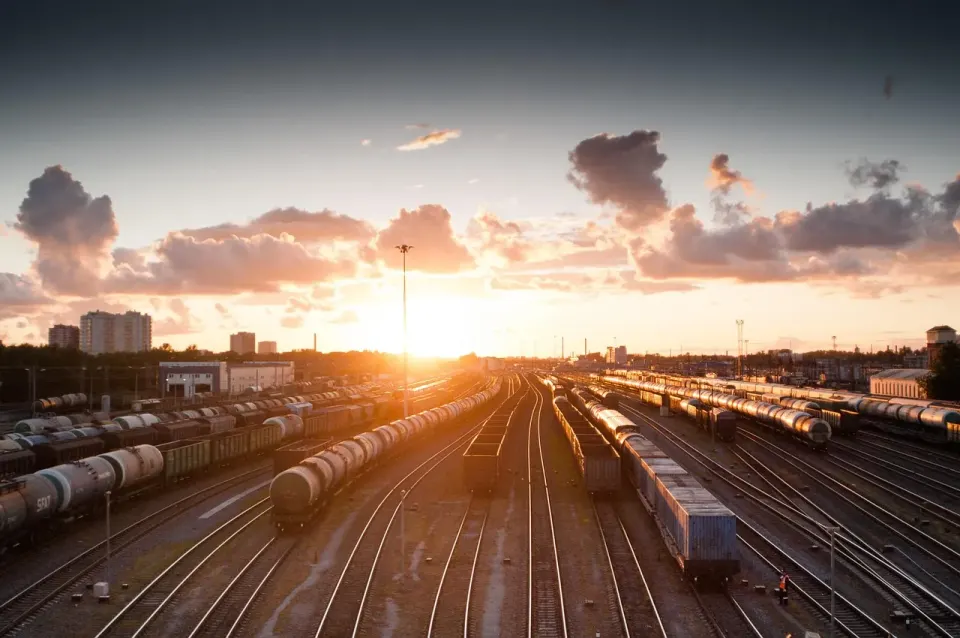 train, sunset, tracks, railroad