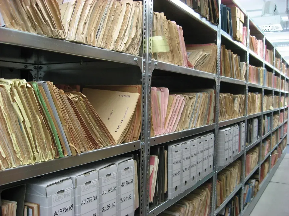 archive, boxes, shelf, folders