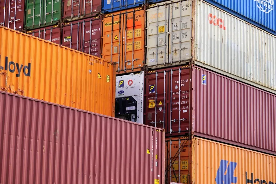container, freight, port, stacked