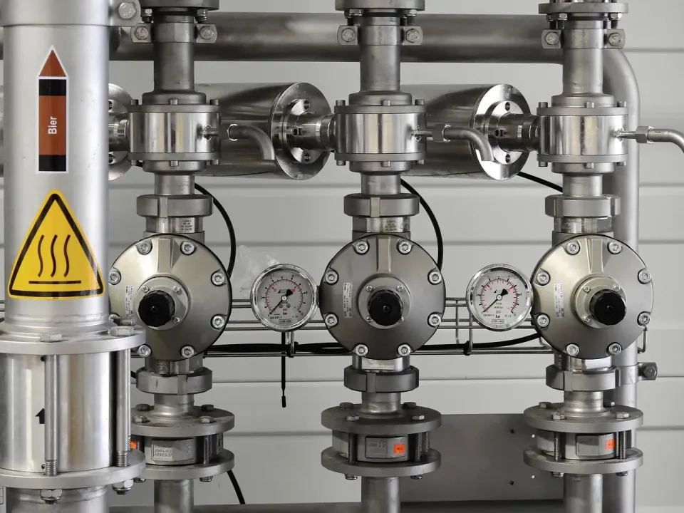 Stainless steel machinery on a factory production line